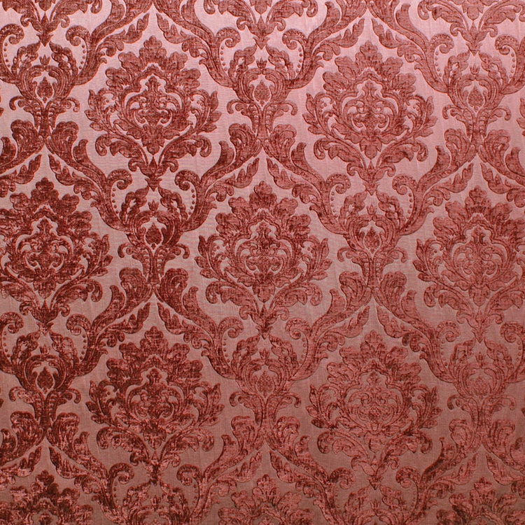 HHF Marcus Cinnamon red chenille upholstery damask fabric