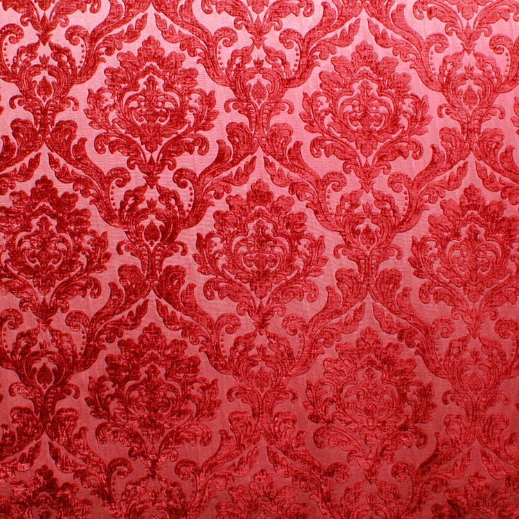 HHF Marcus Red damask chenille upholstery fabric