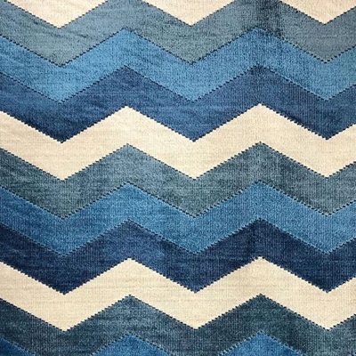 Haute House Fabric -Martina Ocean - Chevron Fabric #5126