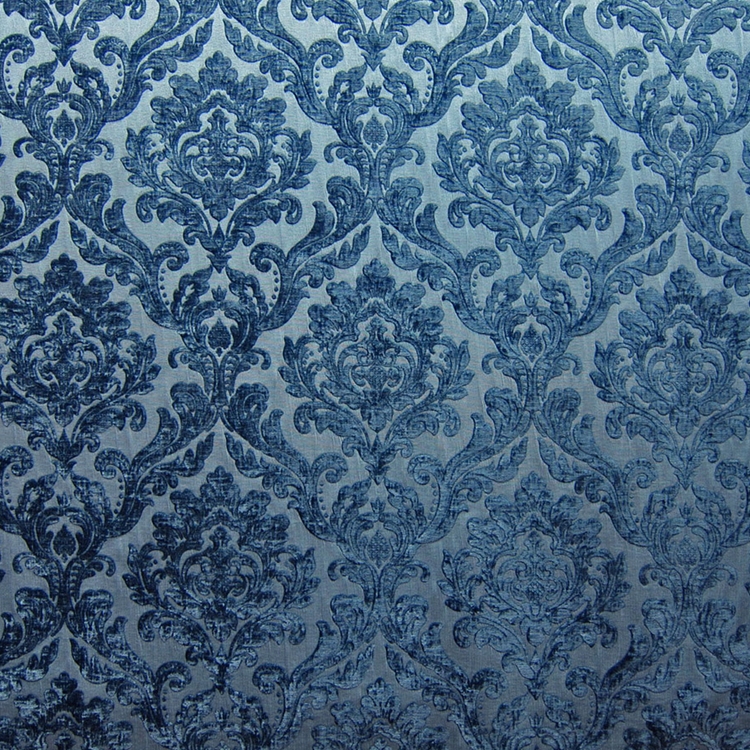 HHF Marcus Denim damask chenille upholstery fabric