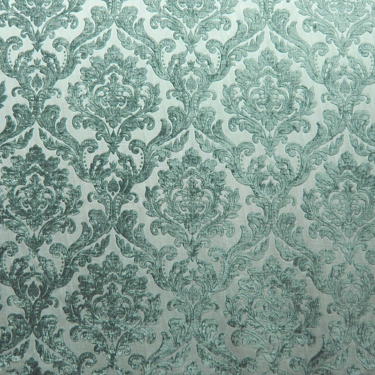 HHF Marcus Teal damask chenille upholstery fabric