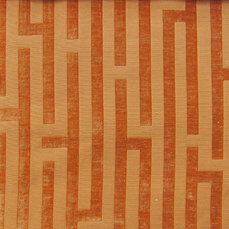Haute House Fabric - Amazement Orange - Chenille Geometric Fabric #2893