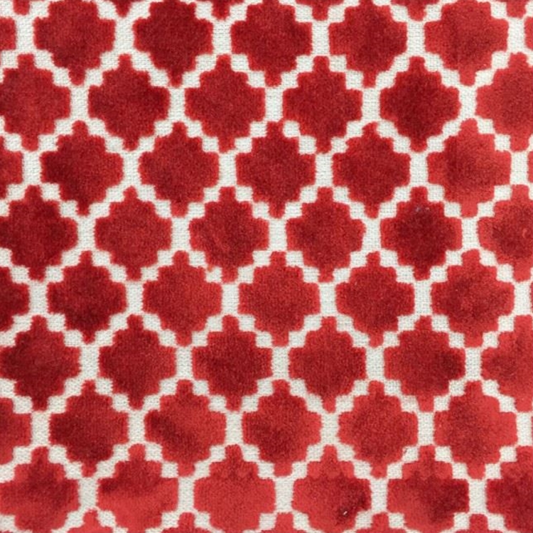 Haute House Fabric - Arcade Red - Velvet Geometric Fabric #4366