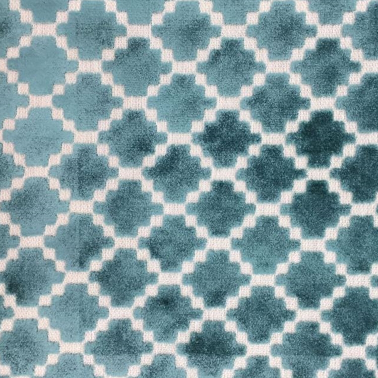Haute House Fabric - Arcade Turquoise - Velvet Geometric Fabric #4368