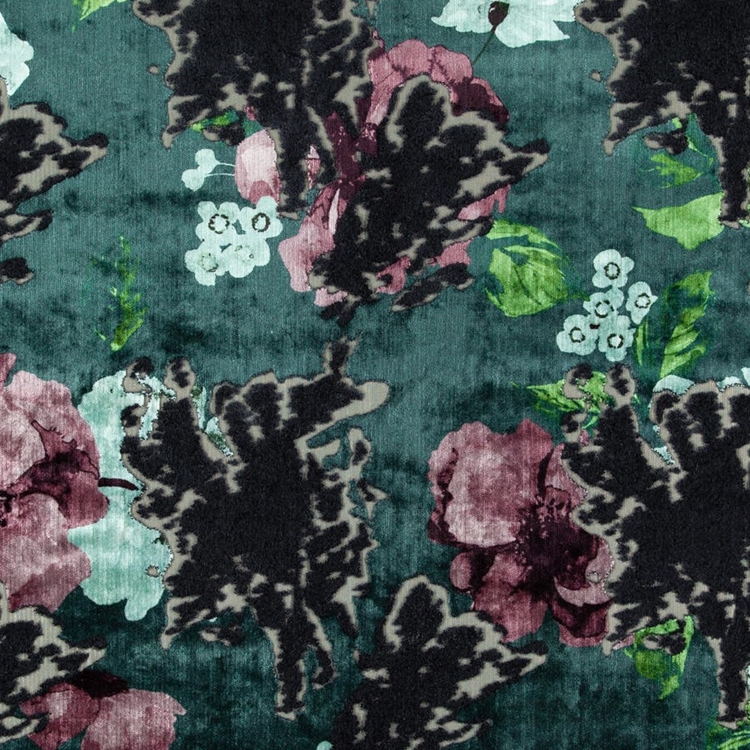 Haute House Fabric - Flora Lily Pad - Velvet #5140